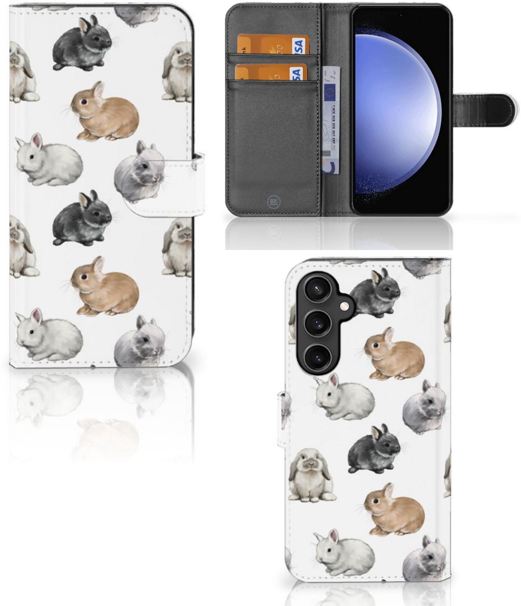 Telefoonhoesje met Pasjes voor Samsung Galaxy S23 FE Konijntjes