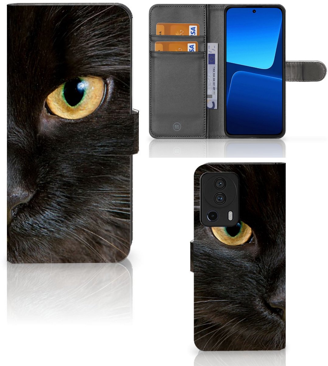Xiaomi 13 Lite Telefoonhoesje met Pasjes Zwarte Kat