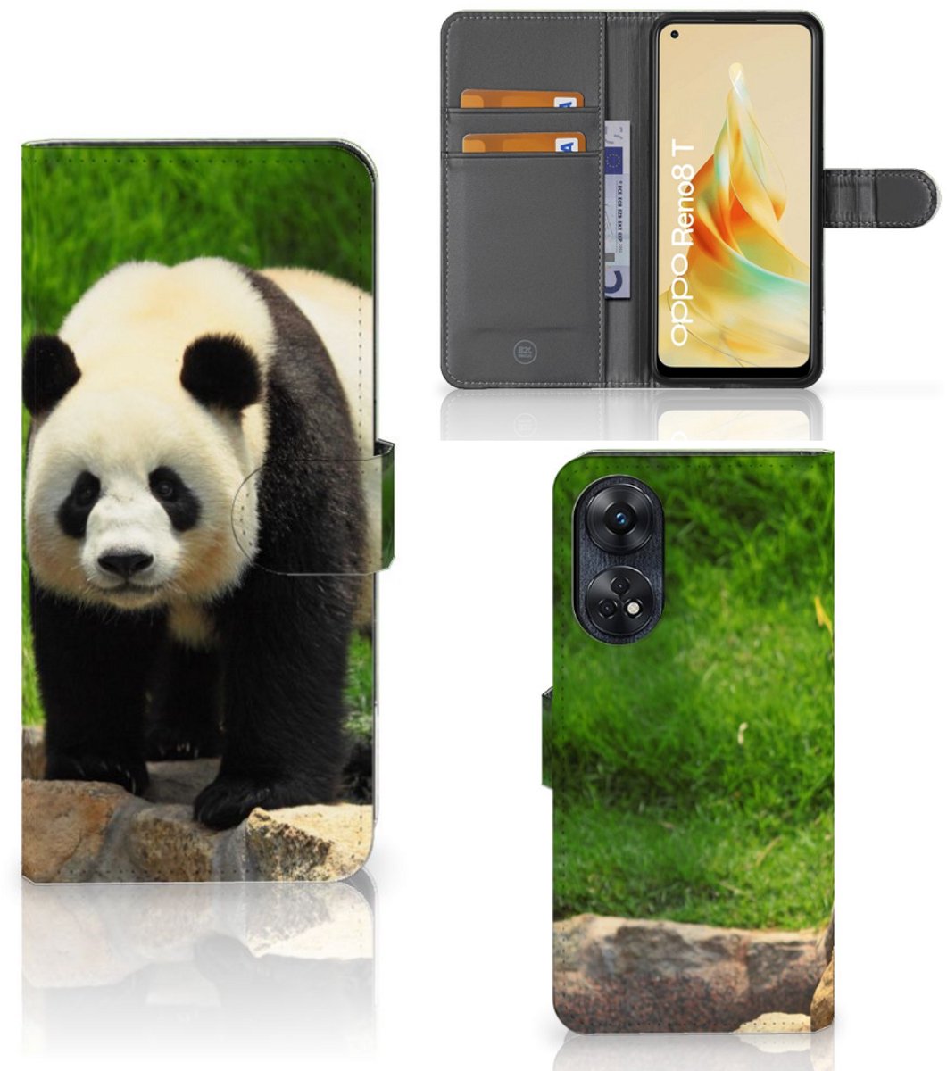 OPPO Reno8 T 4G Telefoonhoesje met Pasjes Panda