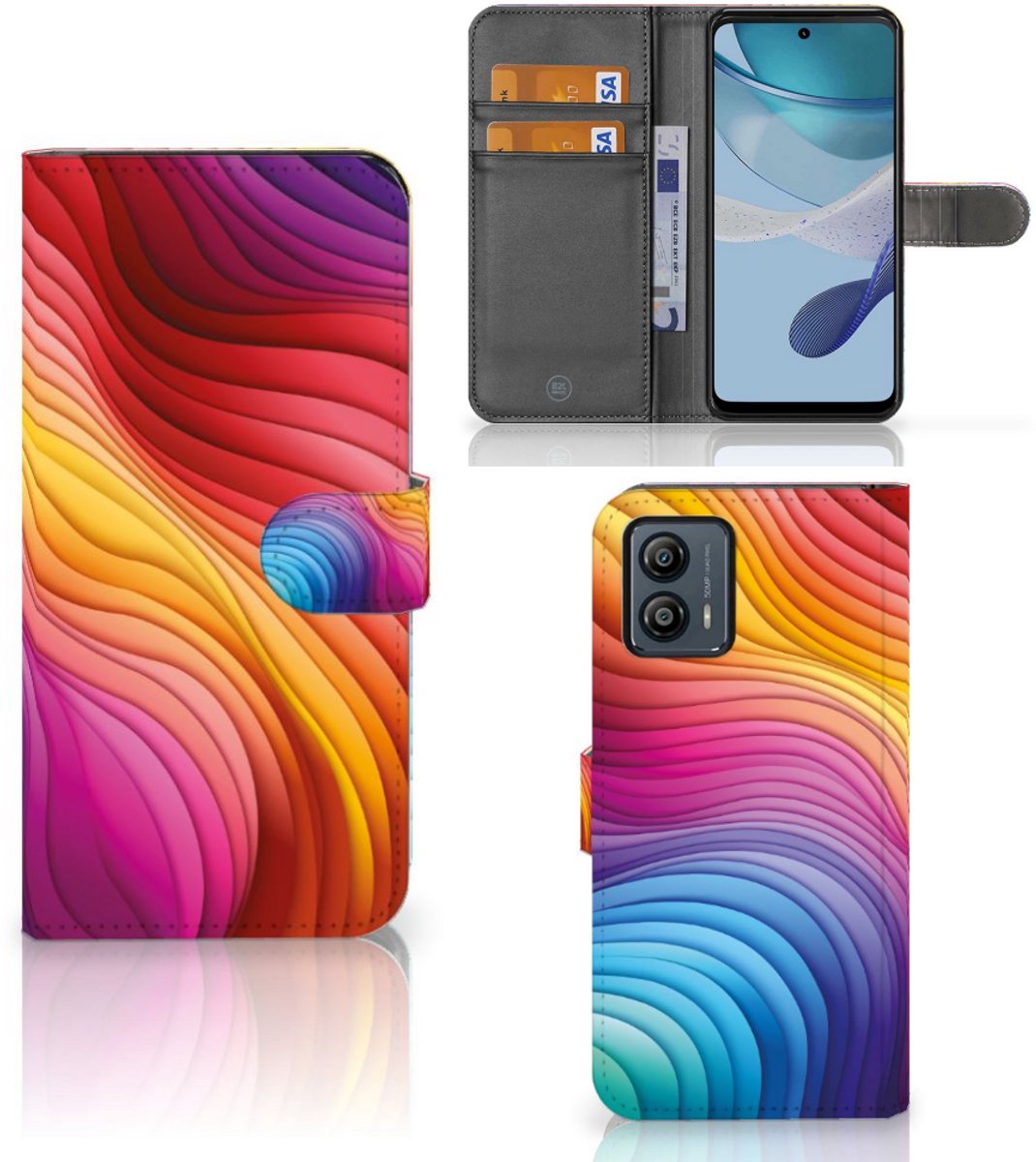 Book Case voor Motorola Moto G53 Regenboog