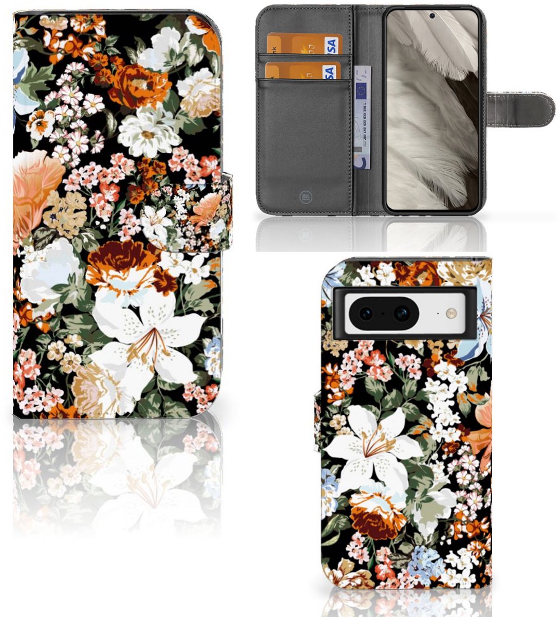 Hoesje voor Google Pixel 8 Dark Flowers