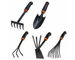 5-Delige Tuingereedschap Set - Hark, Smalle Spatel, Brede Sp