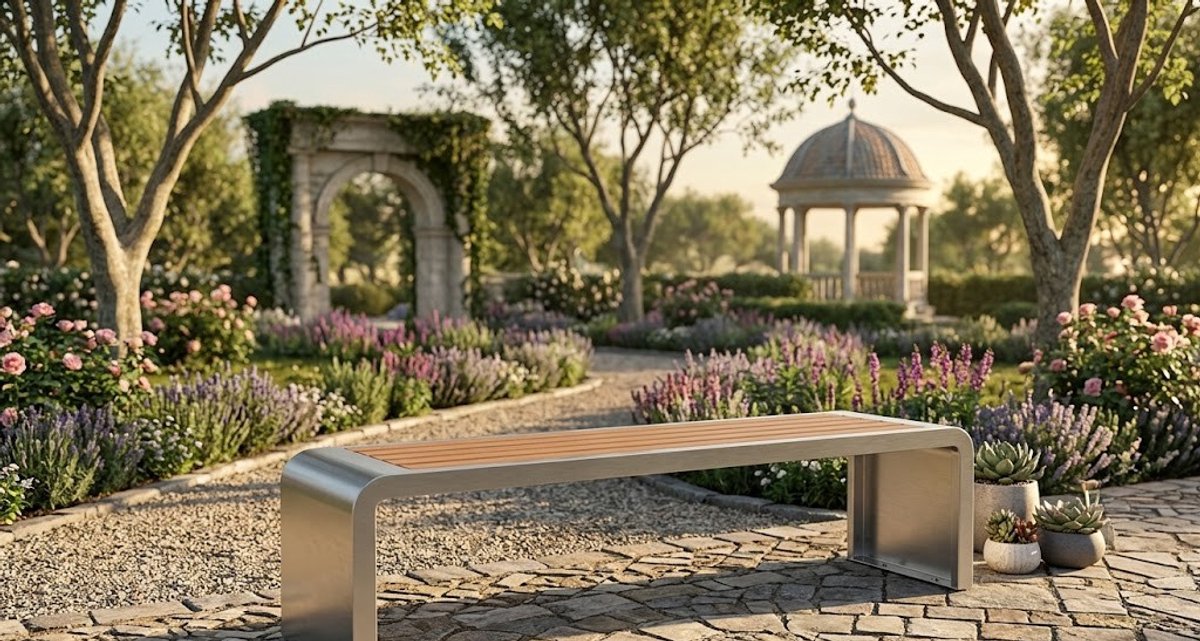 Industriële U-vorm Metalen Tuinbank 150 cm x 42 cm x 40 cm – Zwaar Belastbaar, Weerbestendig & Voorgemonteerd