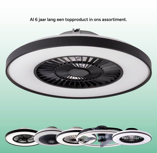 Plafondventilator met LED verlichting – zwart – incl. afstandsbediening