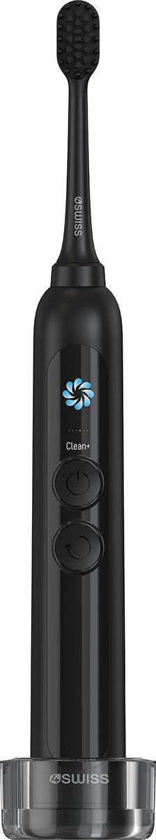 4SWISS ST216 Electrosonic - Hybride Tandenborstel - 2000mAh LCD - 12 Modi Vibratie+Rotatie IPX7 USB - Zwart