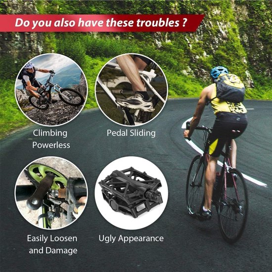 Fietspedalen - Platformpedalen - MTB Pedalen - Aluminium fiets pedalen - Trappers Fiets - Flat Pedals - Antislip Mountainbike Pedalen - Grip Pedalen universeel - Geschikt voor MTB en E-bike - zwart — afbeelding 3