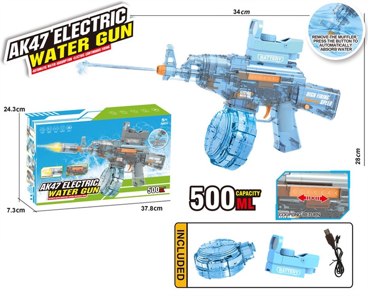 Electrisch waterpistool AK47 - automatische waterabsorptie - aanhoudend schieten - oplaadbaar