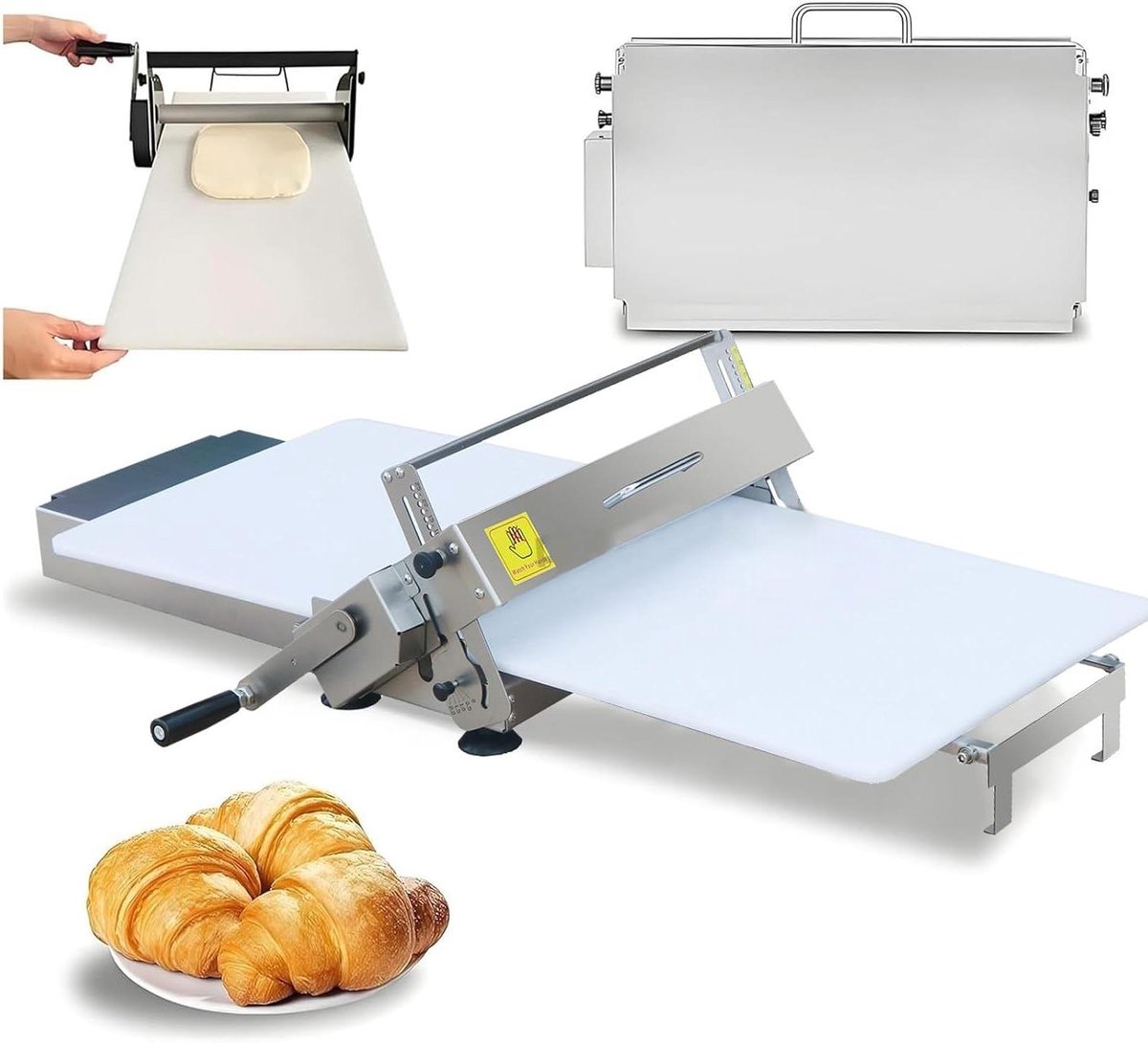 Deegrolmachine - Pastry Laminator - Bakken Thuis - Precisie Dikte Instelbaar - 40 cm - Zilver