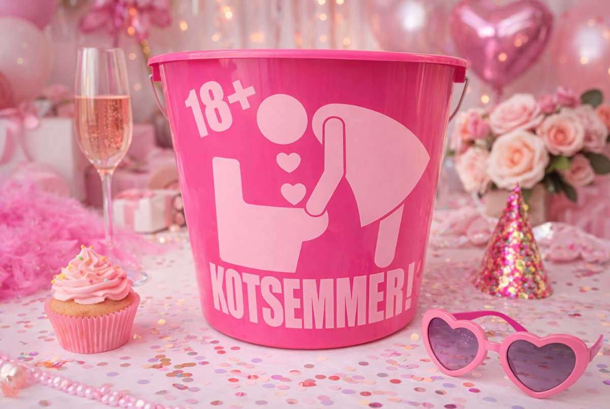 Kots Emmer Vrouw 18+ - Roze Cadeau Emmer 10 Liter - Feest - Verjaardag