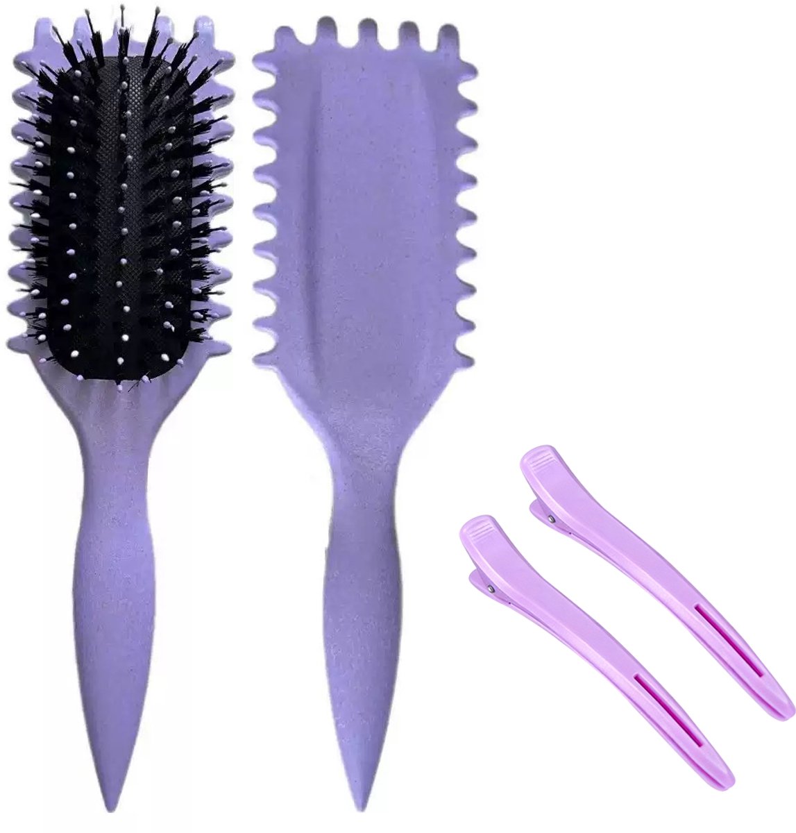 Curl Defining Brush - Anti-klit Haarborstel zonder Trekken - Krullen Borstel - Define - Krullenborstel - Haarborstel - 2 Stuks Haarclip