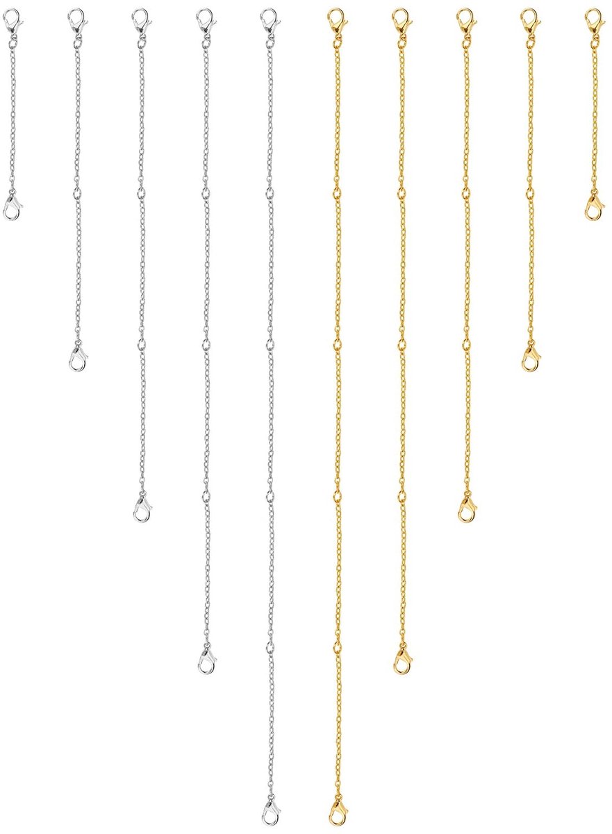 Allecto - - Necklace Extenders Set - 10 Stuks - Kwalitatieve Alloy - Goud en Zilver - Verlengkettingen voor Sieraden - Ideaal voor Kettingen en Armba.