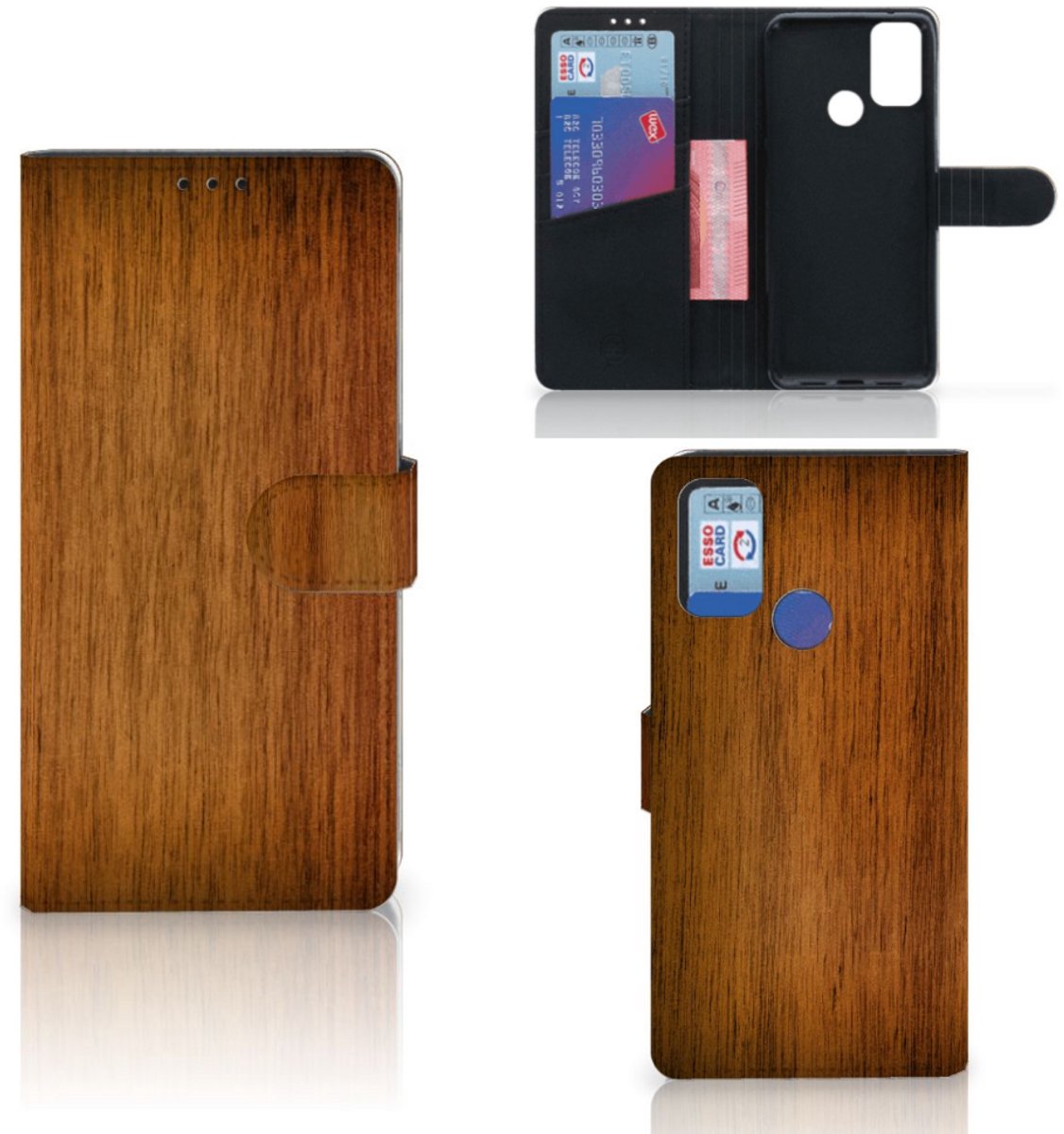 Alcatel 1S (2021) Book Style Case Donker Hout