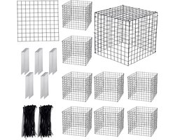Zubebe Set van 10 kleine draadplantenbeschermers 30,5 x 30,5 cm, vierkante plantenbeschermers tegen dieren, gaas plantenkooi, kippengaas voor planten, struiken met grondpalen en nylon banden (zwart,