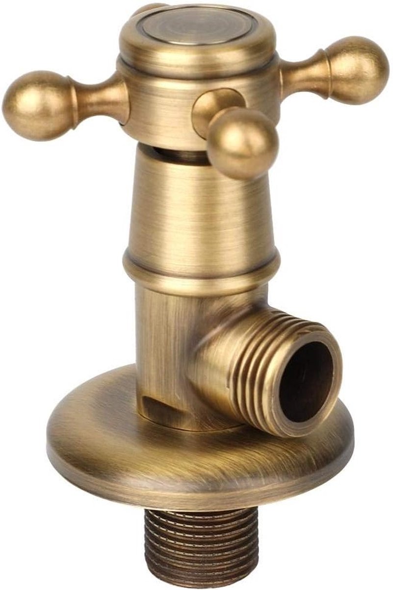 Messing Driehoekige Toilet Hoekklep 1/2" - 3-Poorts, Duurzaam Koper, Vintage Gouden Afwerking, Sanitair Accessoires, Hoogwaardige Kranen