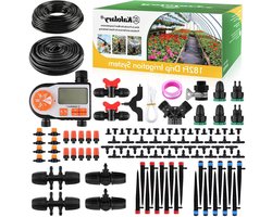 Kalolary Druppelirrigatieset, automatisch druppelbewateringssysteem met timer, 1/2 inch 1/4 inch buis, irrigatiesysteem, druppelslangkits voor gazon, tuin, kas