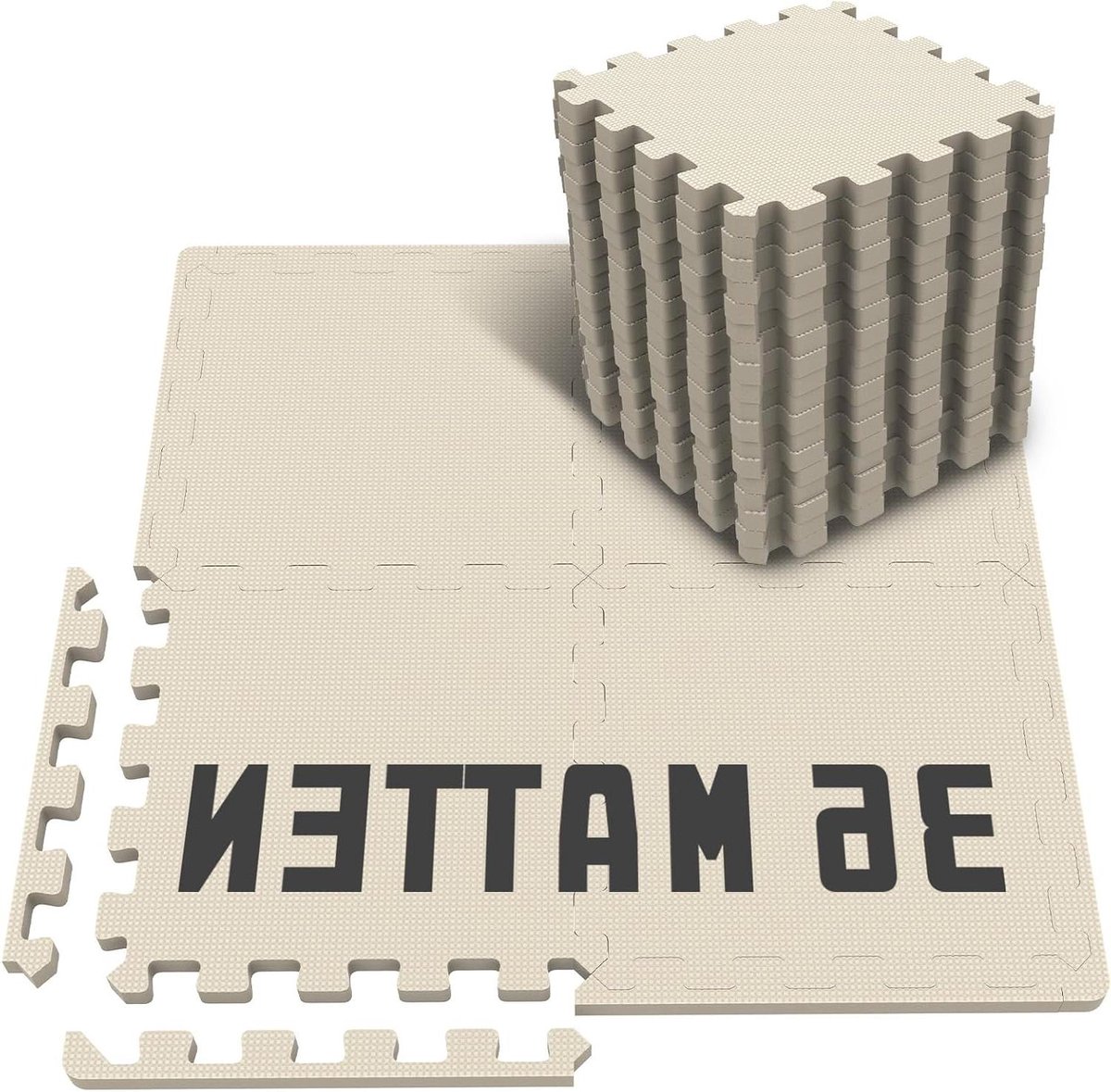 Soontrans Tatami Puzzelset, 36-delig, 30,5 x 30,5 x 1 cm, puzzelmat, bescherming van EVA-schuim, gemakkelijk te reinigen, antislip, afneembaar, voor yoga en fitness (beige)