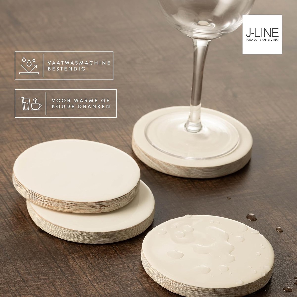 Set van 4 Onderzetters - Tafelbeschermers - Dranken Stabiliseren - Mango Hout - 4 stuks - Wit