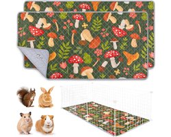 Cavia Beddengoed - Kooi Voering - Kooi Schoon Houden - Super Absorberend - 119.4 x 61 cm - Champignons