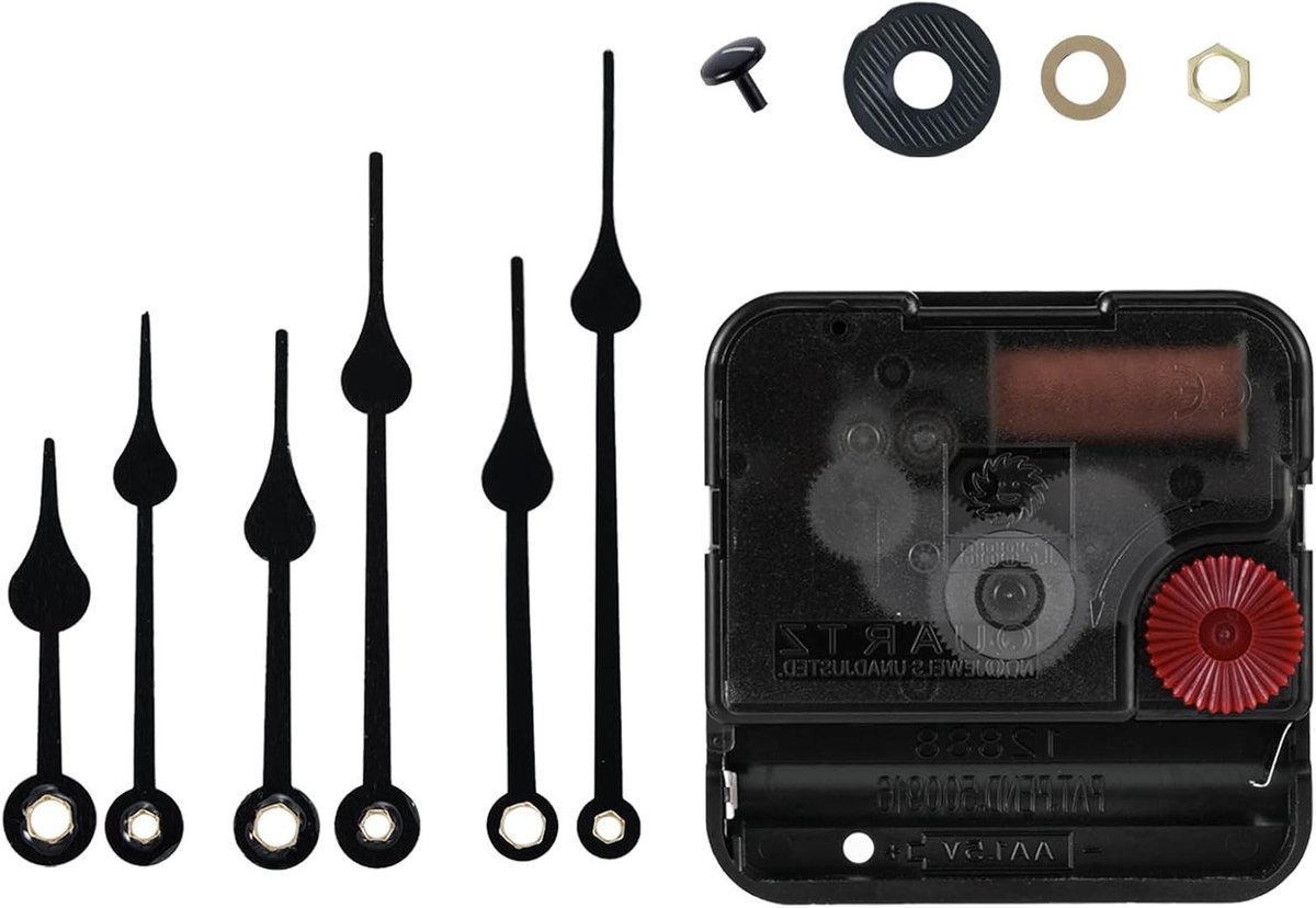 Klok Mechanisme Vervanging - Klok Onderdelen Kit - Klokken Repareren - Stille Werking - 17mm Aslengte - Zwart