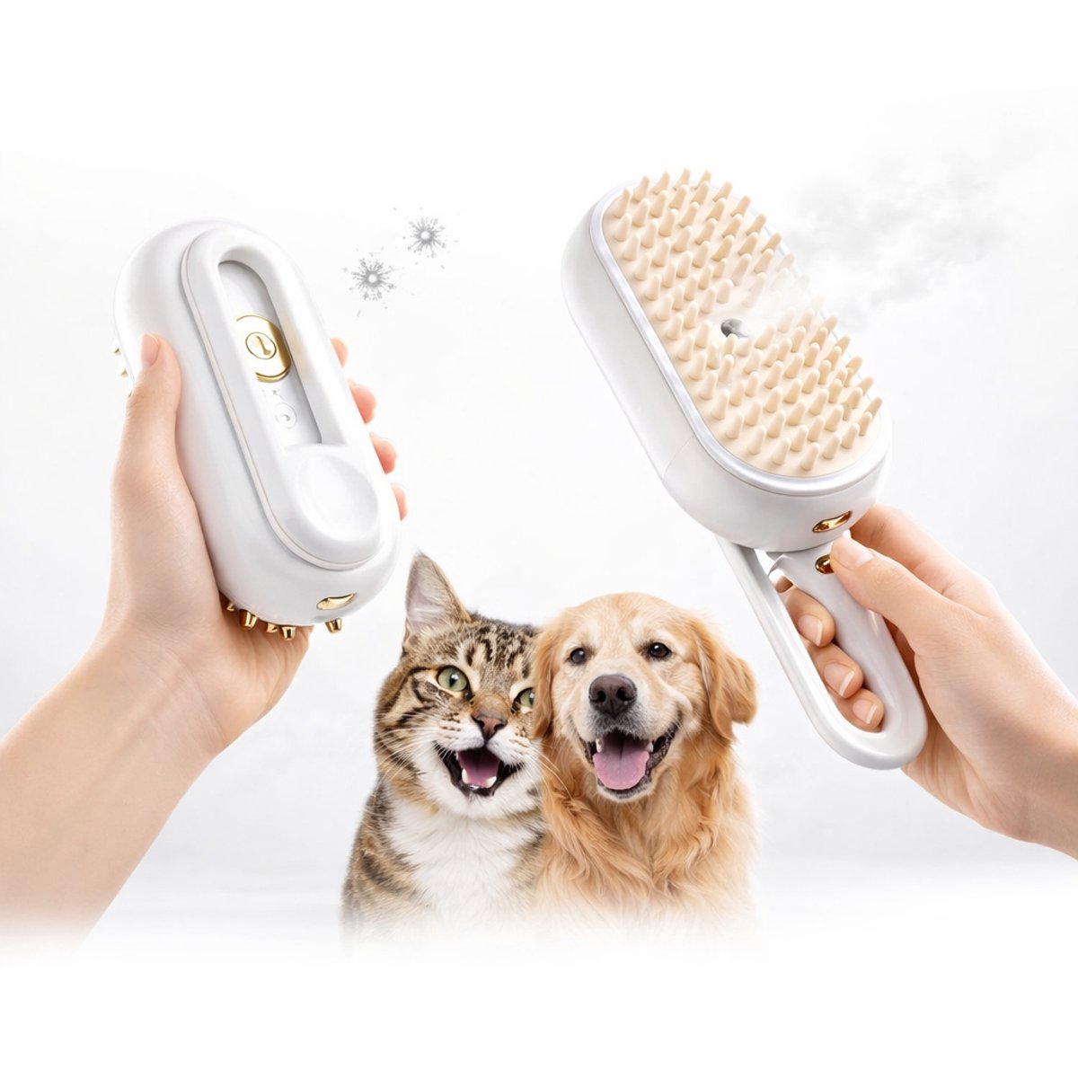 Stoomborstel Voor Huisdieren - Geschikt Voor Katten En Honden - Met Siliconen Borstelharen - Diervriendelijke Gebruikservaring