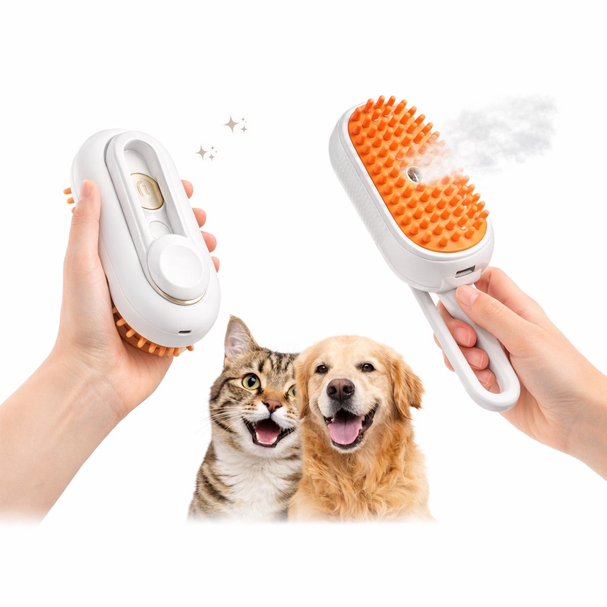 Stoomborstel Voor Huisdieren - Geschikt Voor Katten En Honden - Met Siliconen Borstelharen - Diervriendelijke Gebruikservaring