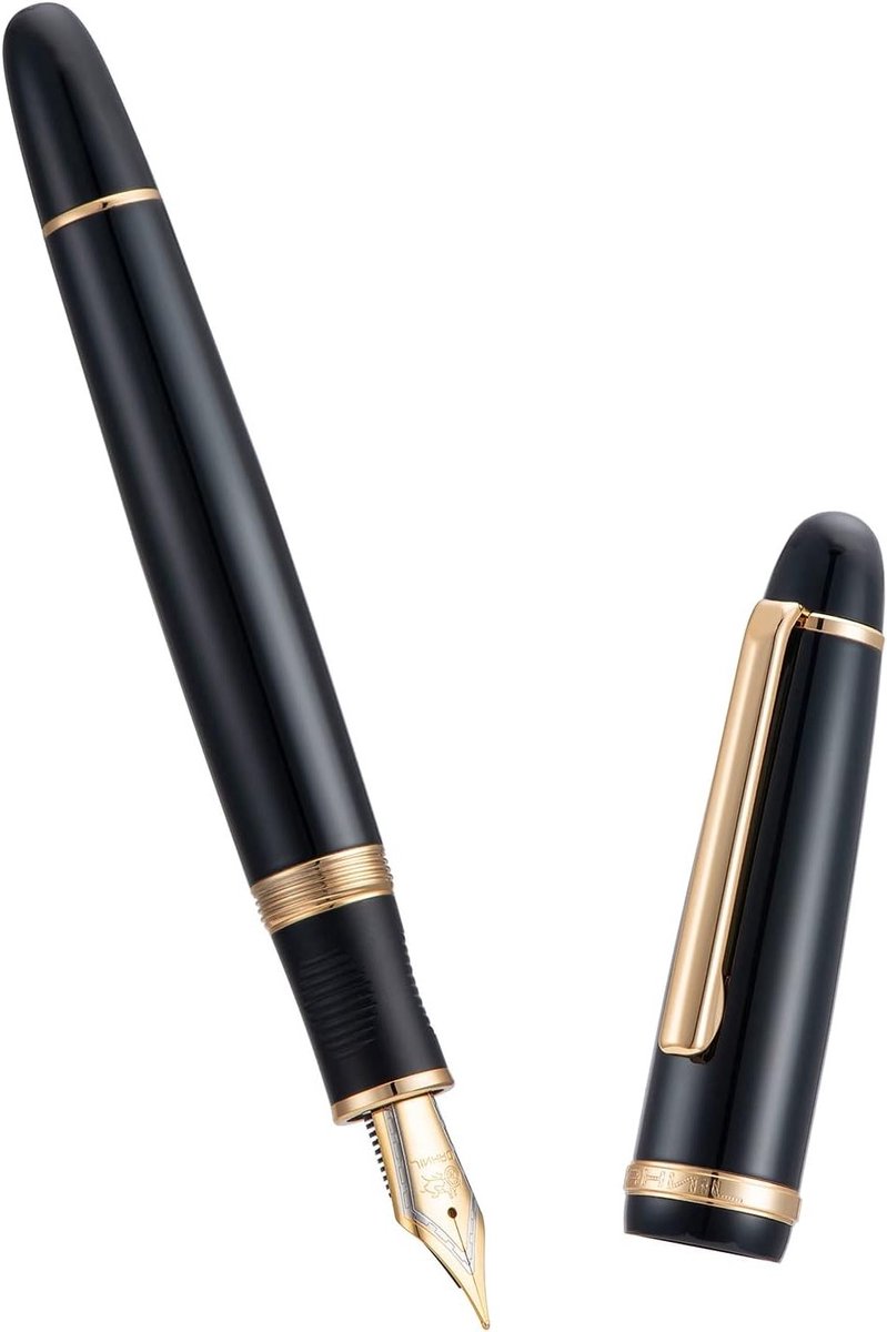Jinhao X850 Fountain Pen, Medium Nib, Black with Gold Metal Clip