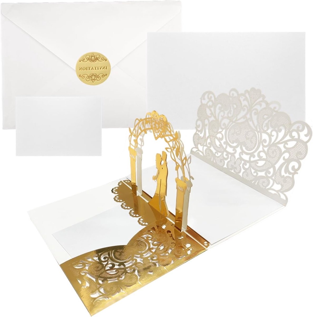 Elegante 3D Pop-Up Trouwen Kaart voor Bruid en Bruidegom, Perfect als Verjaardags- of Valentijnsdag Cadeau