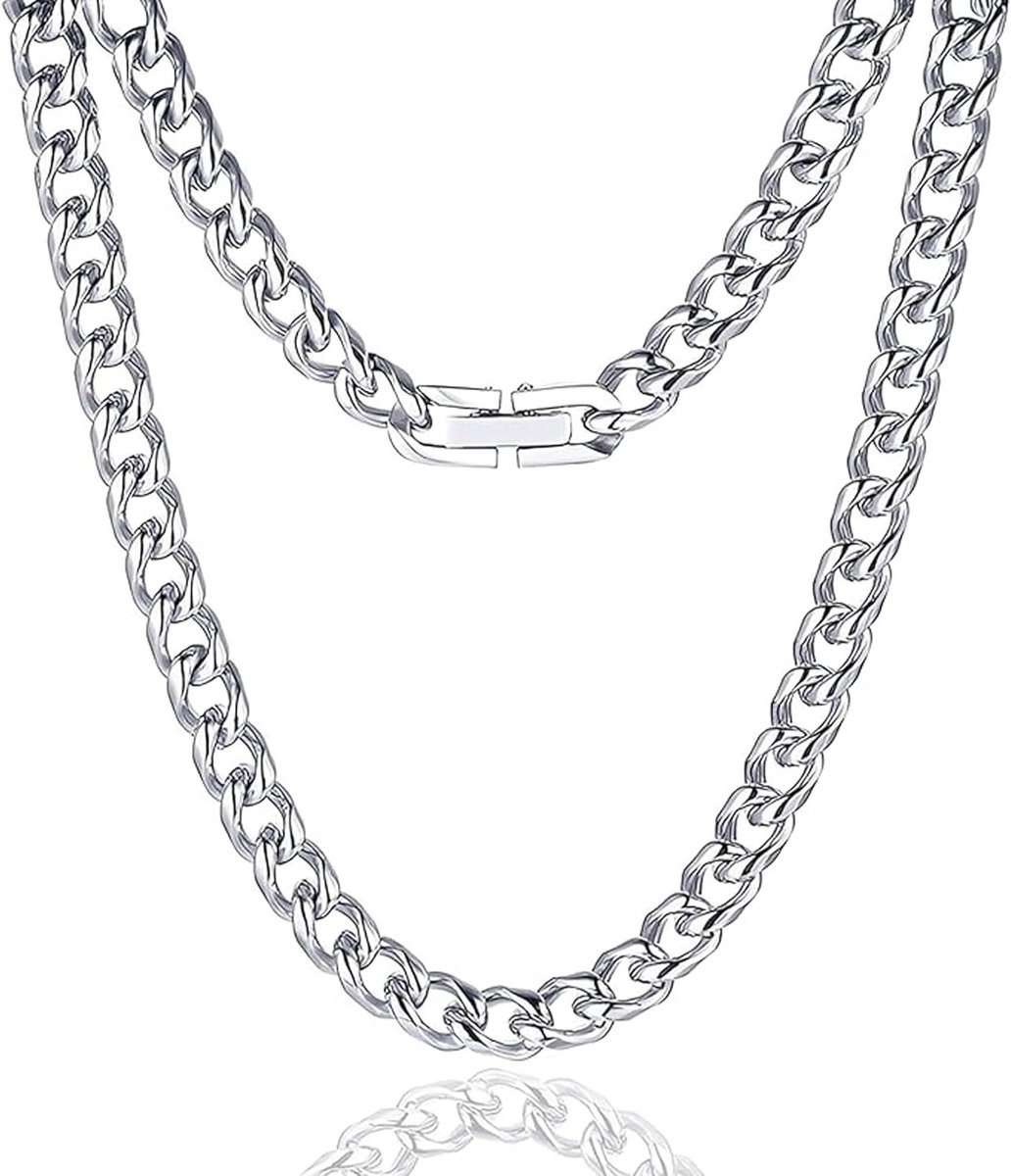 Zilveren RVS Herenketting van 6 mm - 50 cm Lange Halsketting als Cadeau voor Mannen