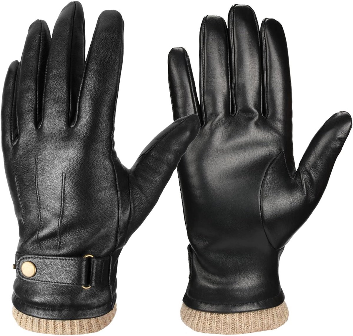 Heren Leren Handschoenen voor de Winter | Winddicht, Waterdicht en Met Touchscreen | Ideaal voor Auto en Stadsgebruik