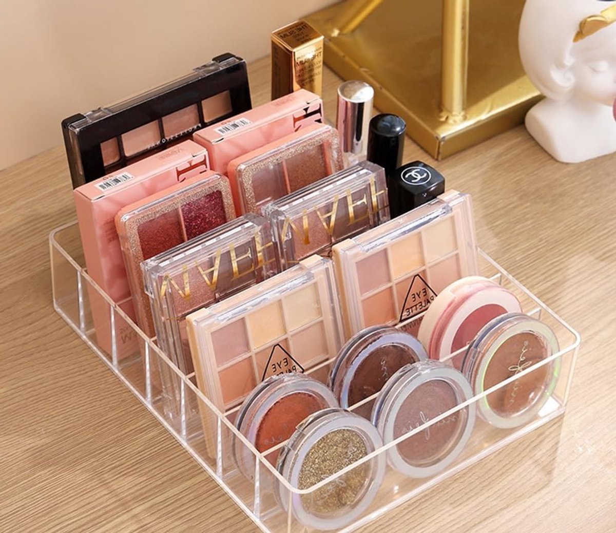 Make-up Organizer met 7 Compartimenten voor Oogschaduw, Lippenstift en Rouge - Transparant en Ruimtebesparend