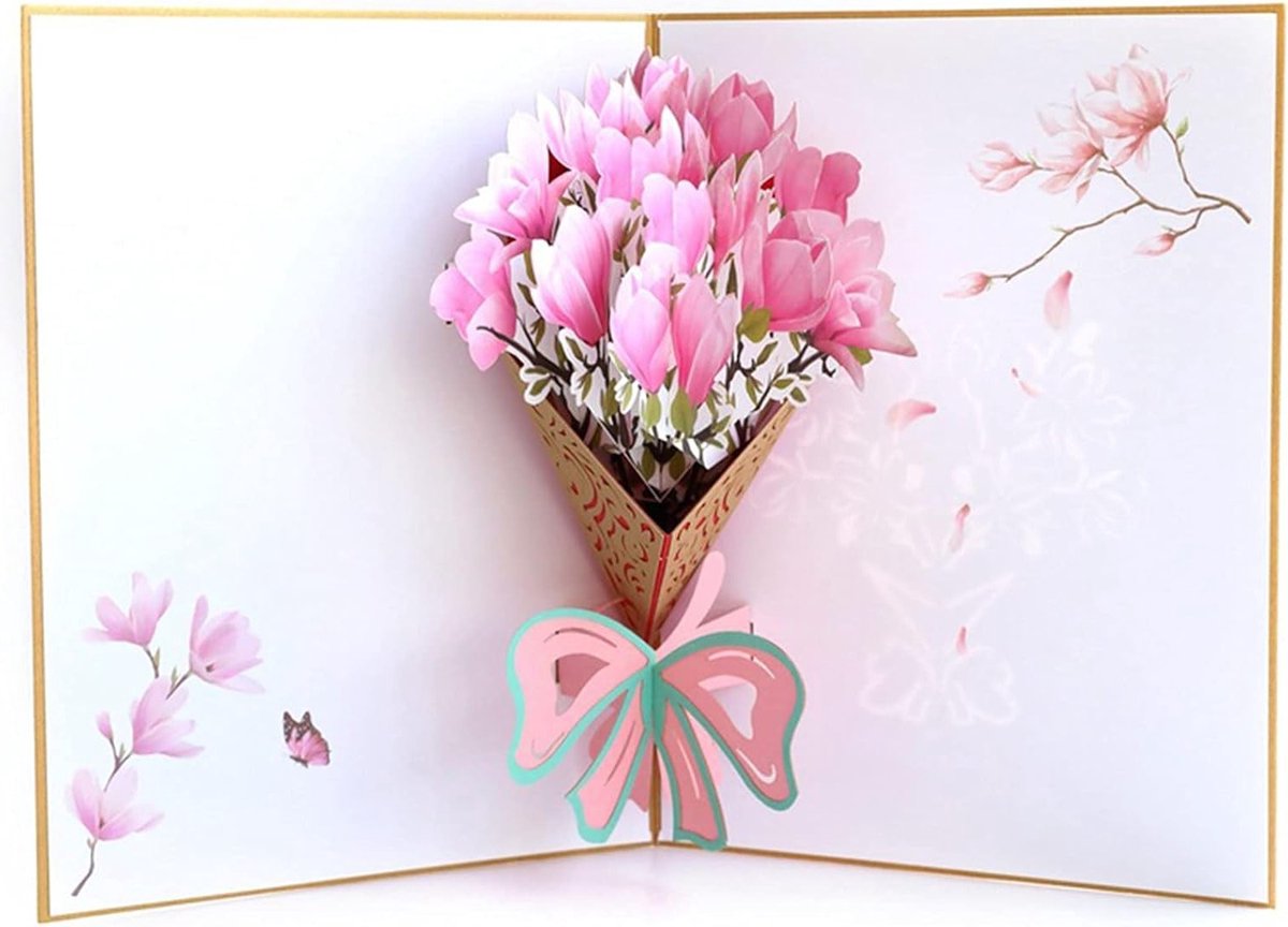 3D Bloemenkaart voor Verjaardag, Valentijnsdag en Feestdagen - Inclusief Enveloppen, Eenvoudige Groetkaart voor Bruiloft, Vaderdag en Moederdag