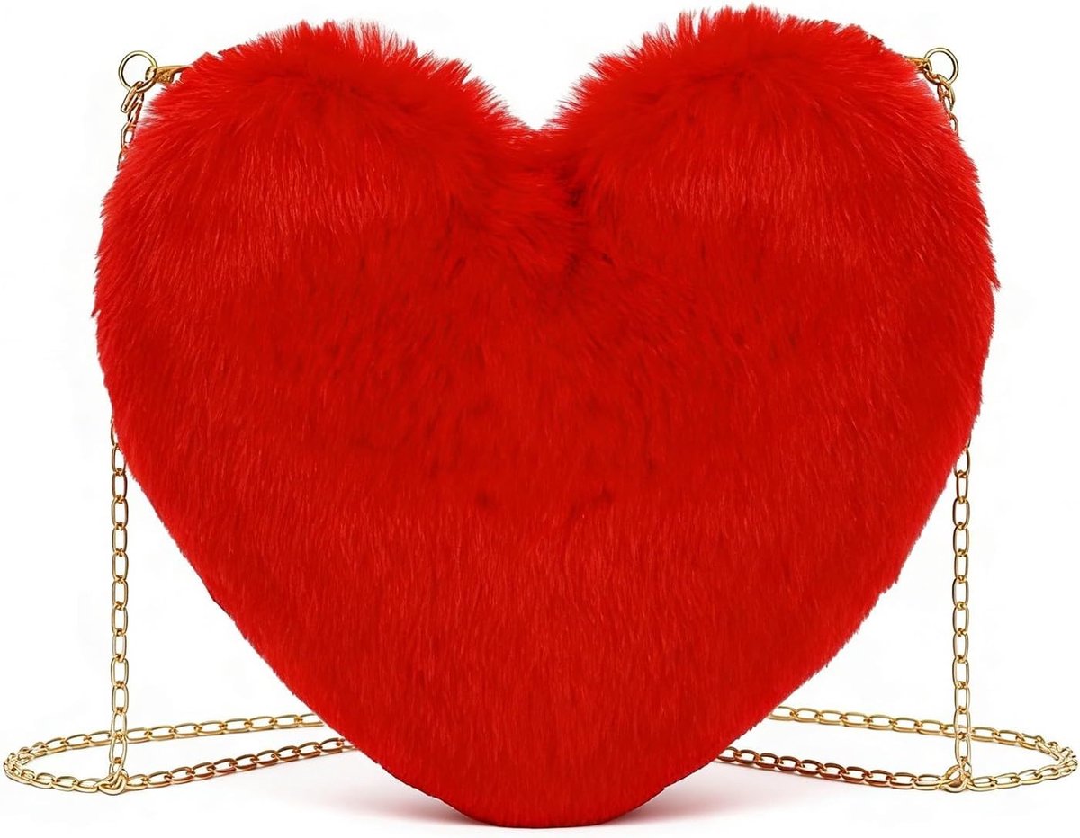 Hartvormige pluche handtas voor dames, zachte schoudertas voor dagelijks gebruik, uitgaansgelegenheden en Valentijnsdag geschenken