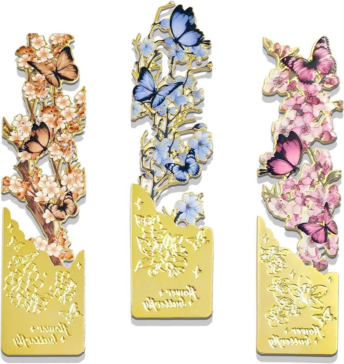 Romantische vlinder bladwijzers - Schattige metalen boekenleggers met bloemen voor dames, meisjes en boekliefhebbers