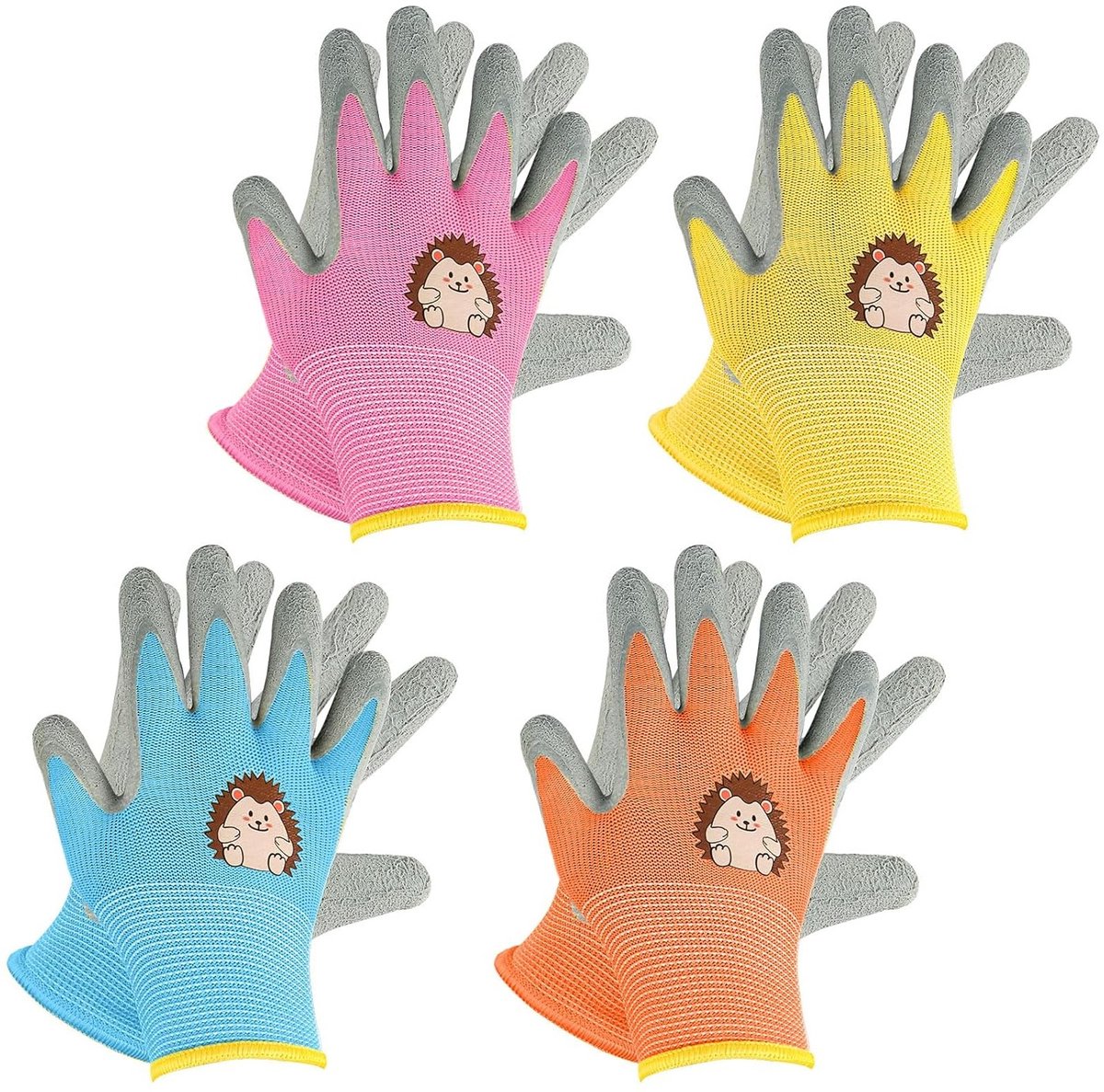 Kinderen Tuinhandschoenen - 4 Paar Rubber Werkhandschoenen voor Jongens en Meisjes 3-5 Jaar, Antislip Bescherming voor Buitenactiviteiten en DIY Projecten