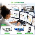Illustratie die de efficiëntie van 3 schermen toont met 'Before' en 'After' beelden, plus modi zoals 'Extend', 'Mirror', 'Portrait Mode'.