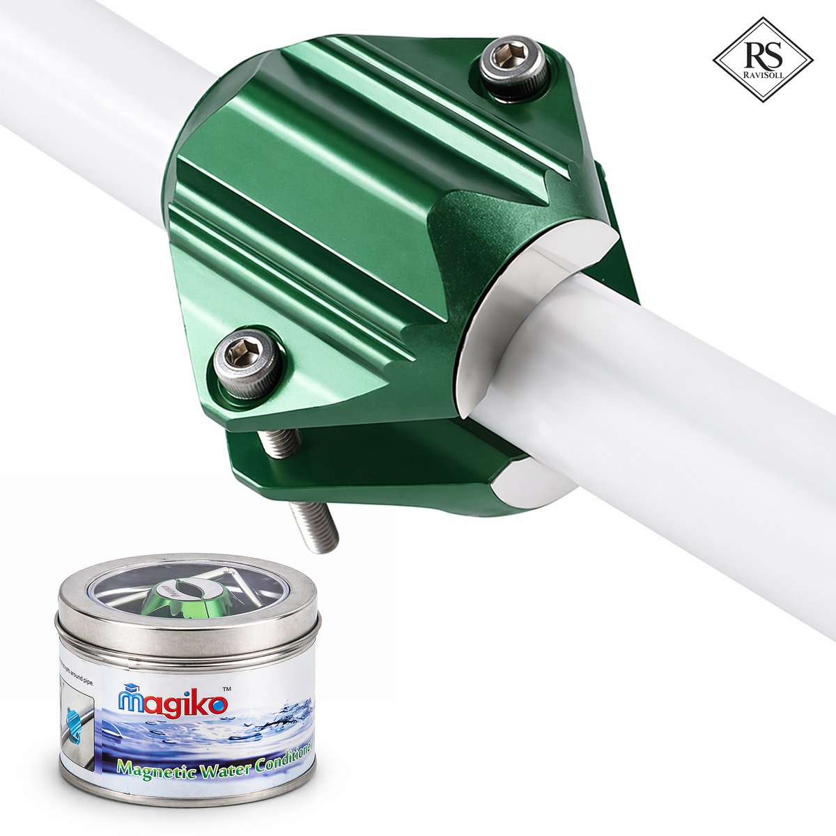 RaviSoll Magnetische Waterontharder – Antikalk Magneet – Tot 6 Personen – Geschikt voor Ø12-38mm – Onderhoudsvrij – Eenvoudige Montage – Milieuvriendelijk