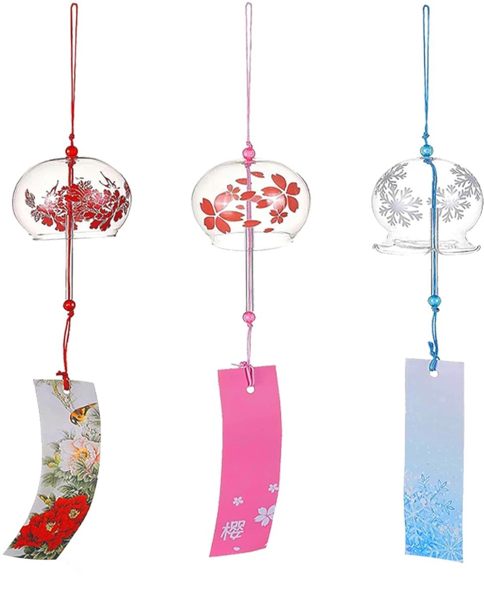 Store_9 - Japanse Windgong - Gelukbrengende Decoratie - Multicolor - Glazen Windgong - Buiten en Binnen - Inclusief Wenskaart