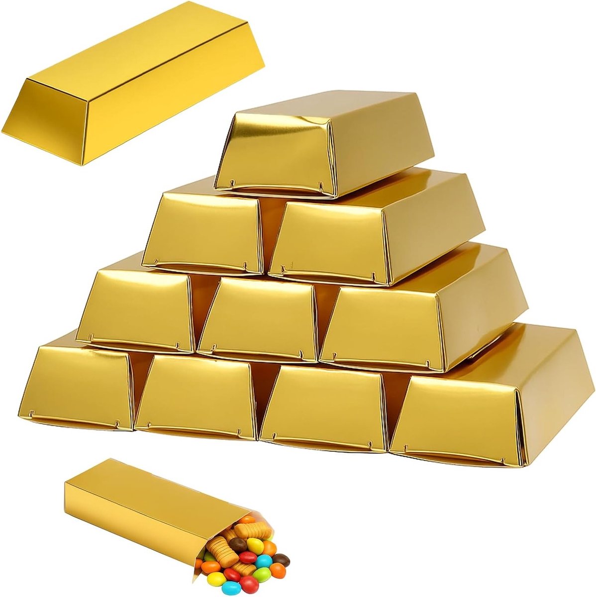 24 Stuks Gouden Candy Dozen voor Chocolade Muntjes - Verpakking voor Verjaardagsfeest, Trouwerij en Schatzoektocht Decoratie