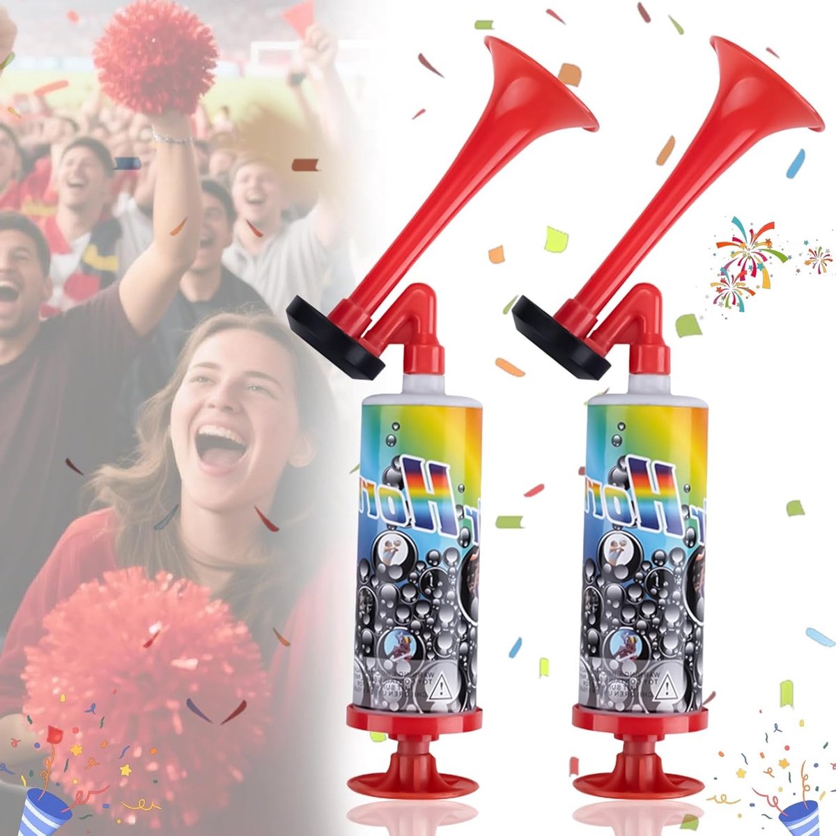 Handheld Sportshoorngroep - 2 Stuks Luchtfluitje voor Evenementen, Voetbal, Handbal en Bootfeesten