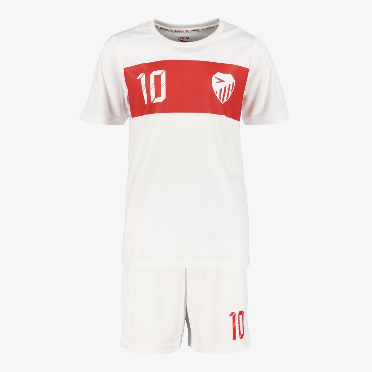 Dutchy tweedelig kinder sport set wit rood - Maat 164