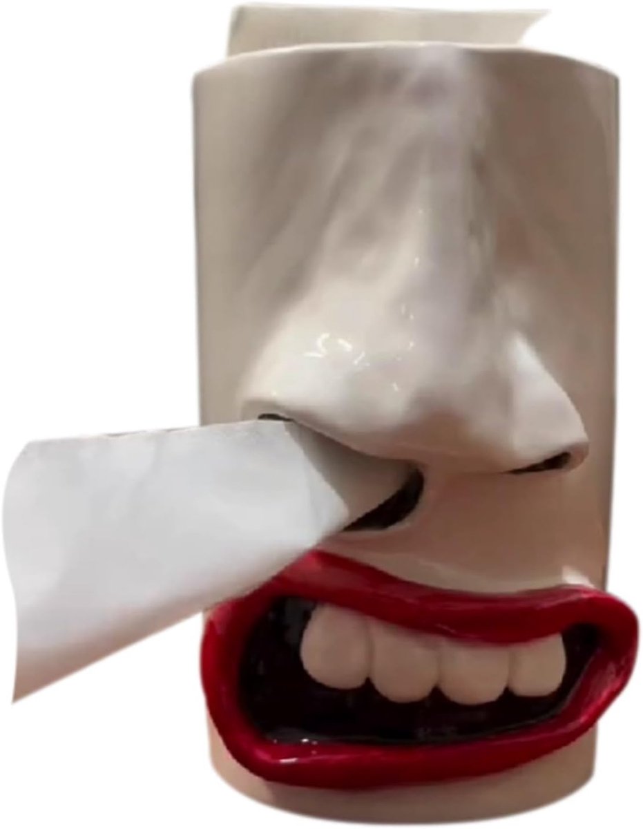 carmdering - Tissuebox - Gezicht Tissuebox - Grappige Tissuehouder - Hars, 12,5×8×8 cm, uniek ontwerp - Past op standaard tissues, ideaal voor thuis en kantoor - Perfect cadeau voor housewarming en verjaardagen - Brengt humor in elke kamer