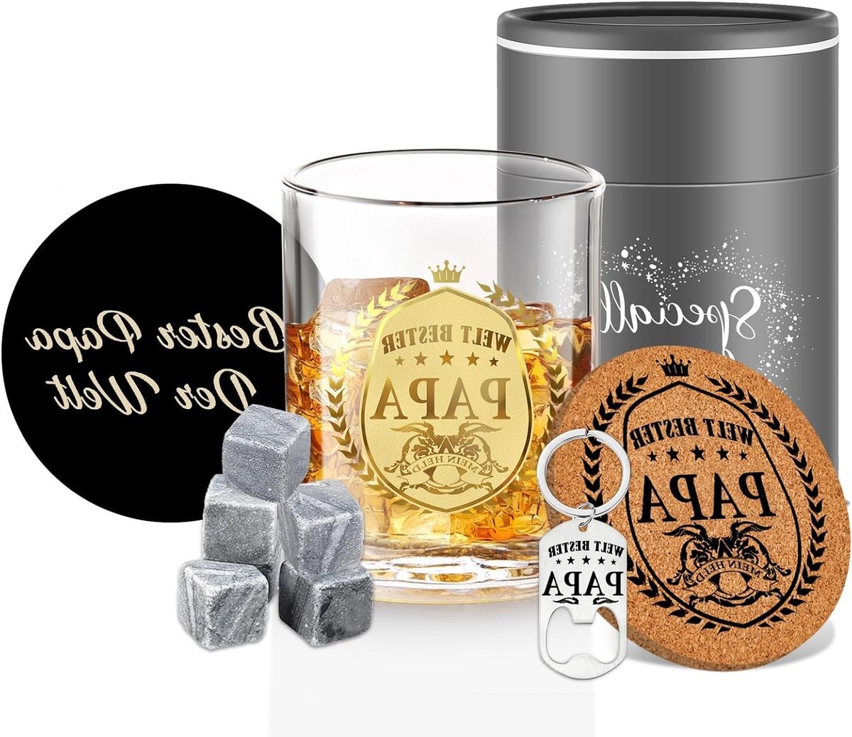 Persoonlijke Whisky Glazen voor Vader, Uniek Cadeau voor Vaderdag, Verjaardag en Kerst, Perfect voor Whisky Liefhebbers