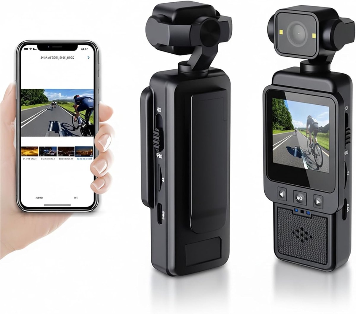 4K Body Camera met HD WiFi, 180 Graden Draaibare Lens, 1.3 Inch Scherm en LED Licht voor Outdoor Sport en Reizen