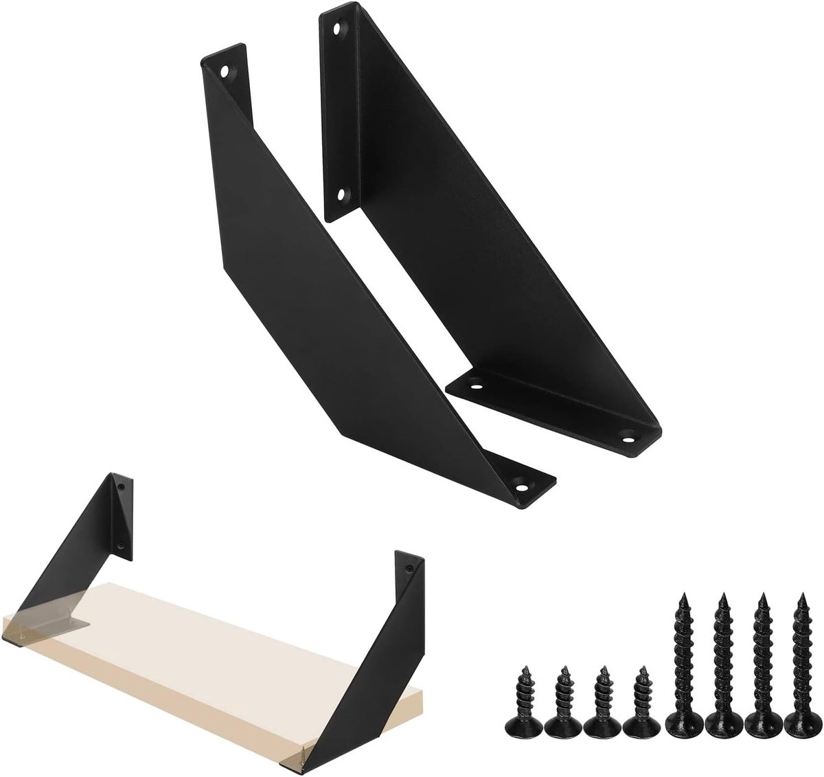 Robuuste Zwarte Planksteunen 10cm - 2 Stuks, Metalen Steunen voor Wandplanken, Zware Hoekplanken voor een Vintage Uiterlijk