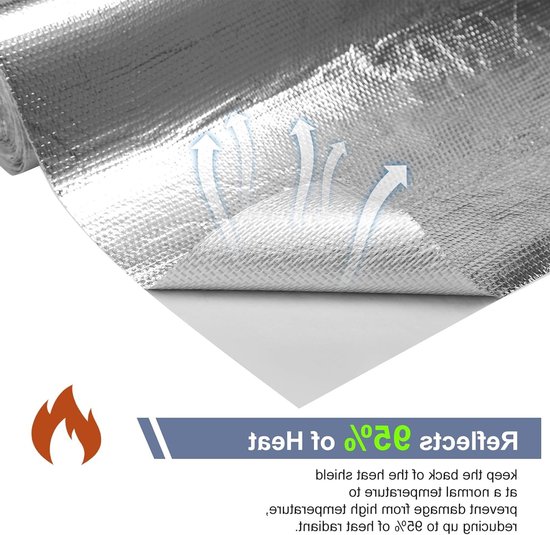 Thermische Beschermmat van Aluminium, Zelfklevend, 30 x 500 cm, Isolatie voor Hittebestendigheid, Warmtebescherming voor Slangen en Kabels — afbeelding 3