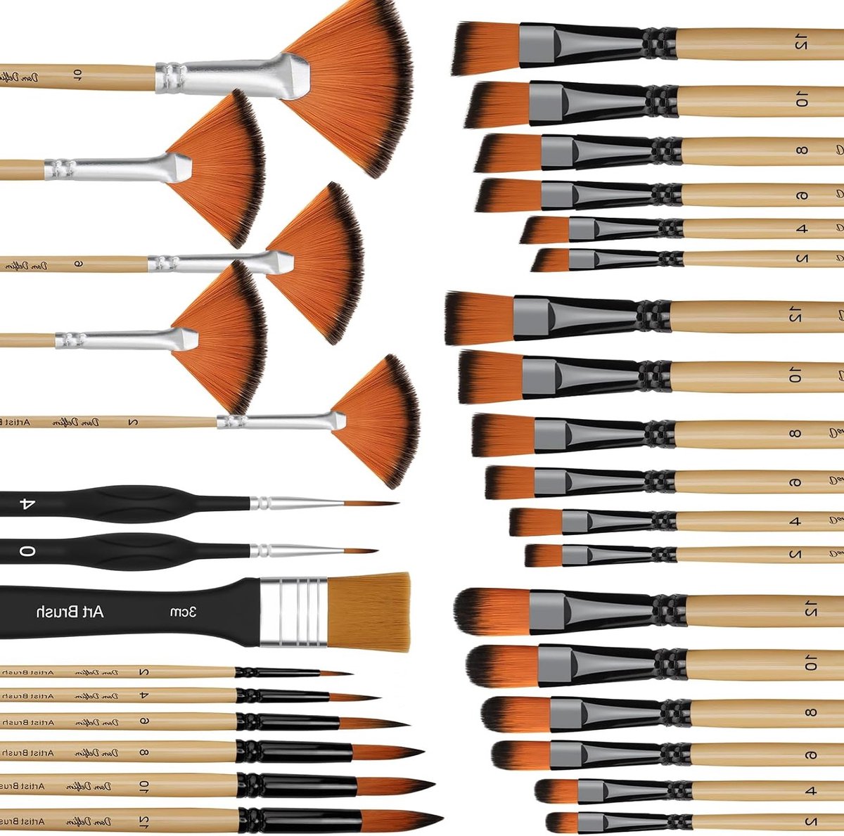 Artist Brush Set van 32 Stuks voor Aquarel, Acryl en Olieverf - Ideaal voor Hobbykunstenaars en Creatieve Projecten