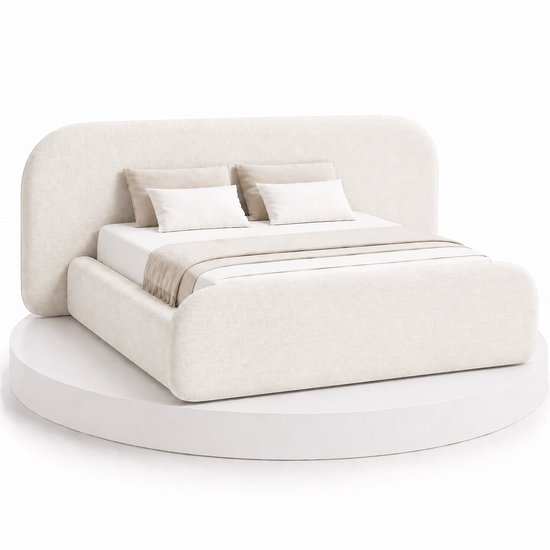 Japandi Bed Kanso - 180x200 Compleet - Boxspring met opbergruimte - Off-white - BalBedden
