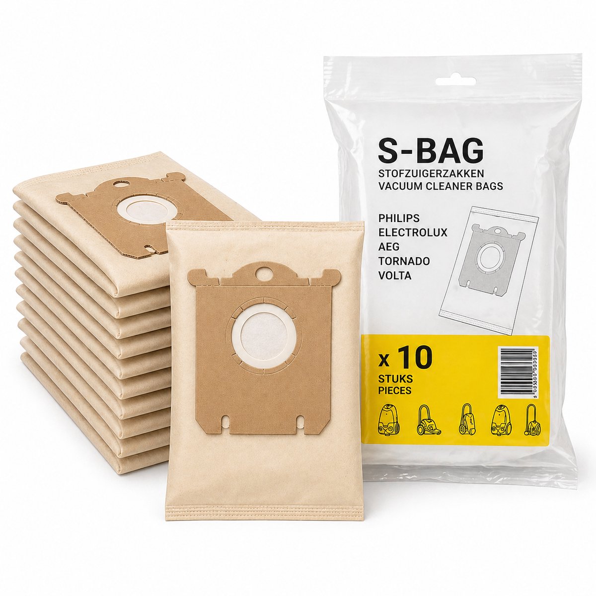 Stofzuigerzak Geschikt voor Philips, AEG en Electrolux – S-bag Type – 4 stuks