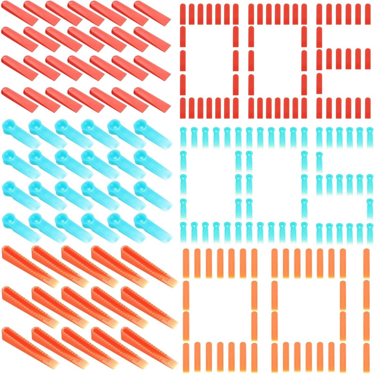 600 Stuks Tegel Niveau Systeem, Herbruikbare Plastic Wedges voor Tegel Leggen, Nivelleer Wedges voor Perfecte Tegels, Inclusief Diverse Afmetingen