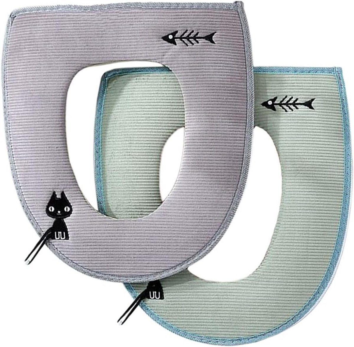 Set van 2 Warme Toiletbrillen, Universele Rits, Dikke Toiletzitting Kussens, Wasbaar en Met Ophanglus, Comfortabele Toiletzitting Covers